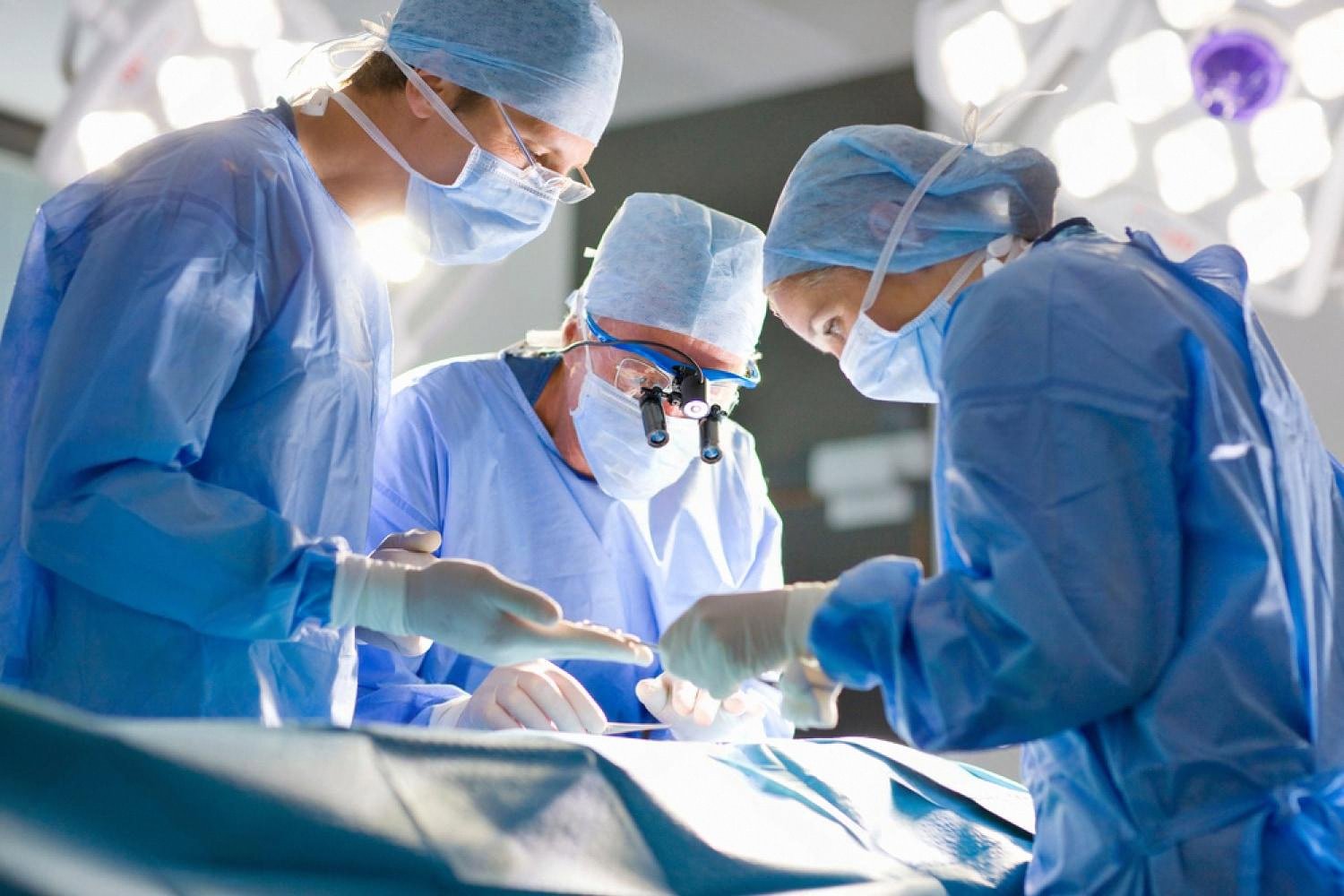 Surgical team performing an abdominal operation in a UAE hospital